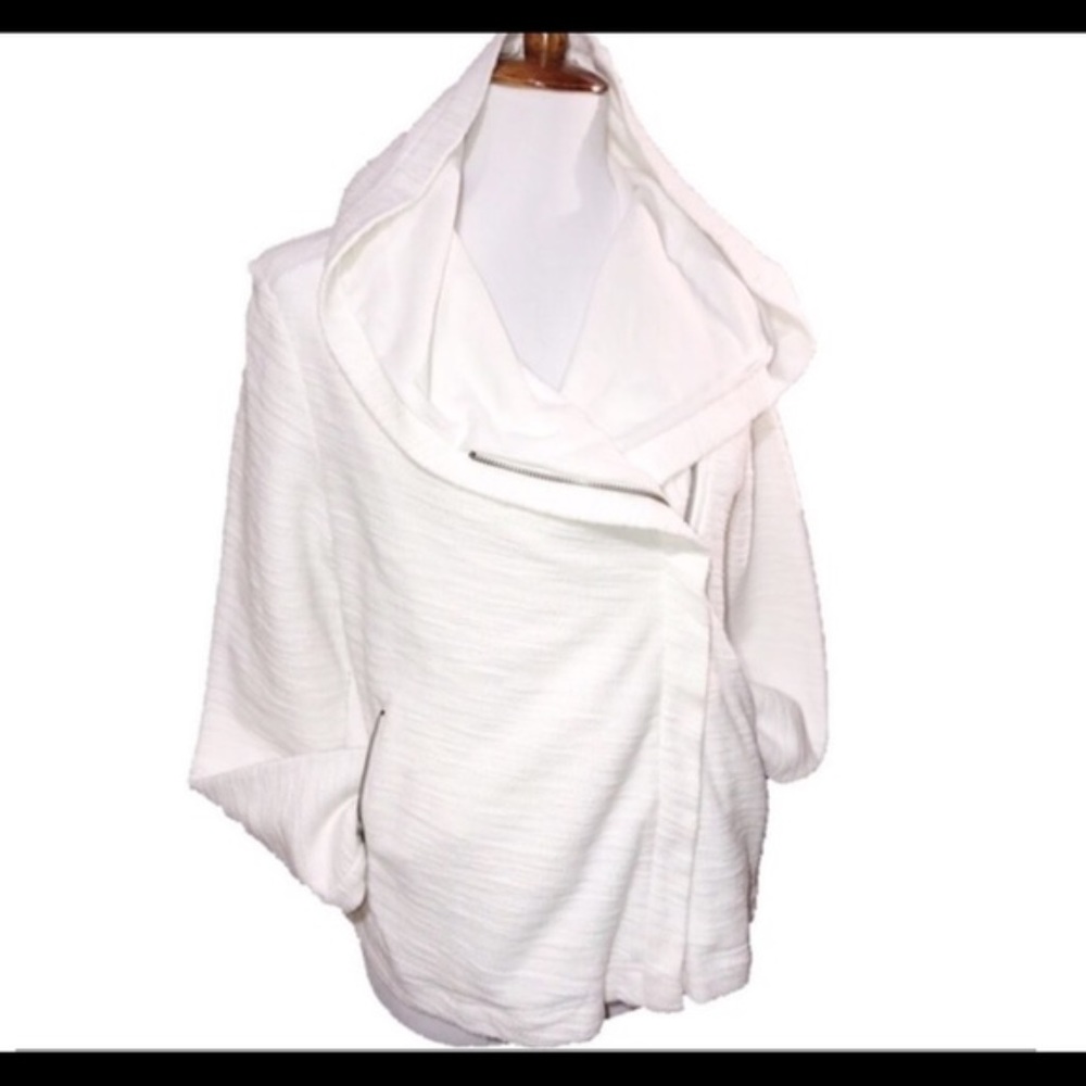 Saturday Sunday Anthropologie white knit jacket